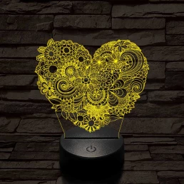 Virágos szív 7 színű 3D led lámpa