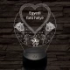 Egyedi fotógravírozás szív rózsákkal 7 színű 3D led lámpa