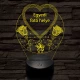 Egyedi fotógravírozás szív rózsákkal 7 színű 3D led lámpa