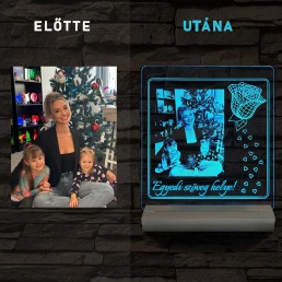 Egyedi fotógravírozás rózsával fatalp 7 színű 3D led lámpa