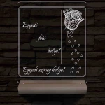 Egyedi fotógravírozás rózsával fatalp 7 színű 3D led lámpa
