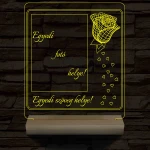 Egyedi fotógravírozás rózsával fatalp 7 színű 3D led lámpa