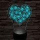 Rózsák a szívben 7 színű 3D led lámpa