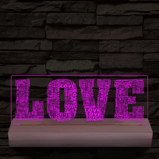 Love & Love 20 cm fa talppal 7 színű 3D led lámpa