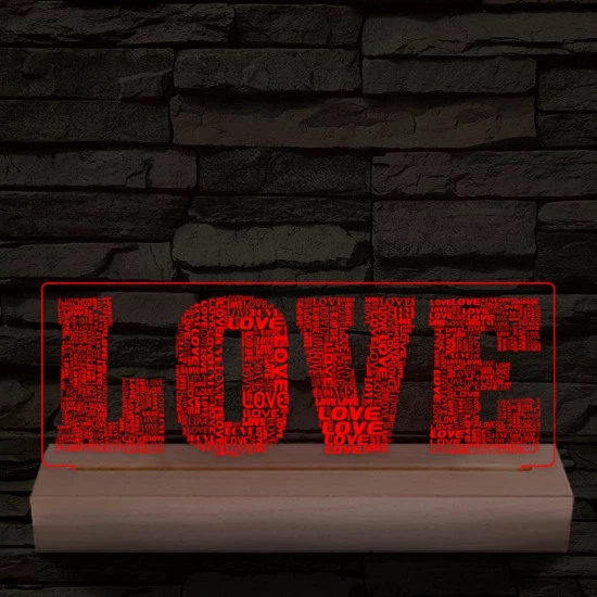 Love & Love 20 cm fa talppal 7 színű 3D led lámpa