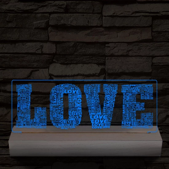 Love & Love 20 cm fa talppal 7 színű 3D led lámpa