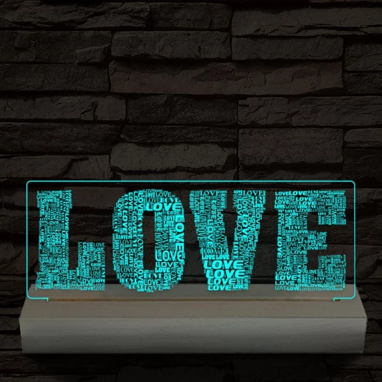 Love & Love 20 cm fa talppal 7 színű 3D led lámpa