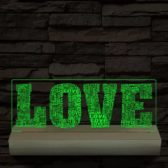 Love & Love 20 cm fa talppal 7 színű 3D led lámpa
