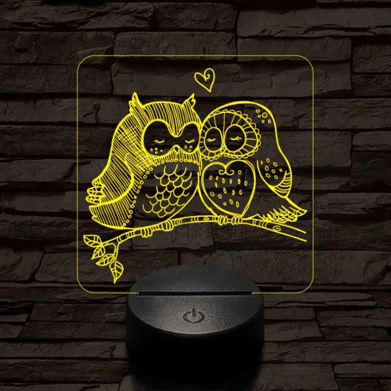 Bagoly pár 7 színű 3D led lámpa