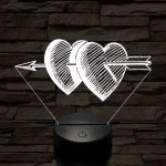 Átlőtt szívek 7 színű 3D led lámpa
