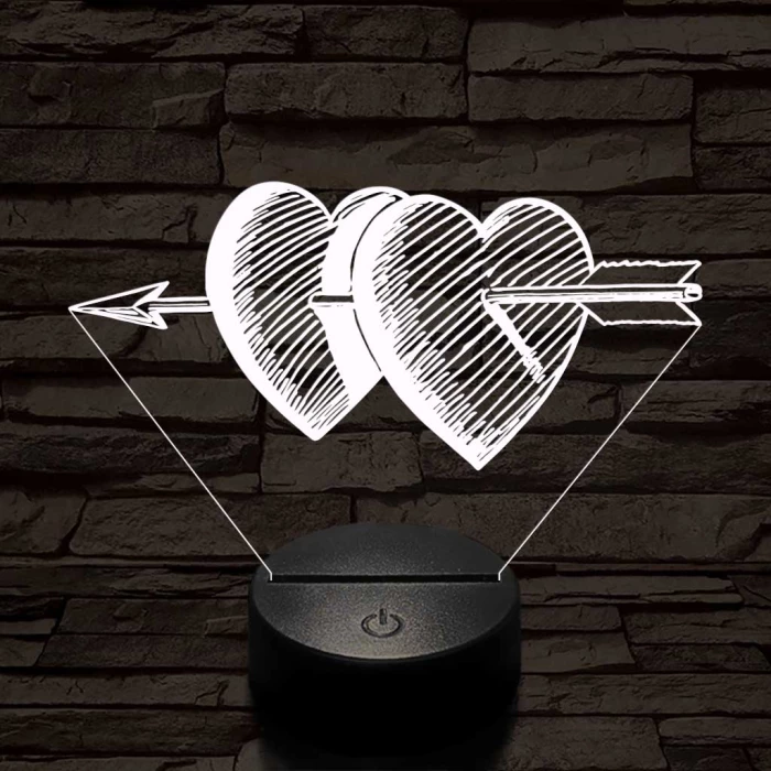 Átlőtt szívek 7 színű 3D led lámpa