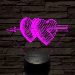 Átlőtt szívek 7 színű 3D led lámpa