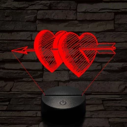 Átlőtt szívek 7 színű 3D led lámpa
