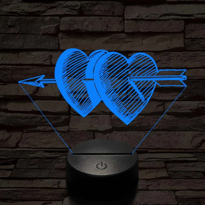 Átlőtt szívek 7 színű 3D led lámpa