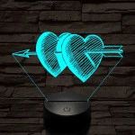 Átlőtt szívek 7 színű 3D led lámpa