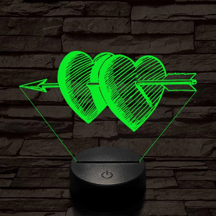 Átlőtt szívek 7 színű 3D led lámpa