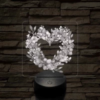Szív alakú virágok 7 színű, színváltós, valósághű 3D led lámpa