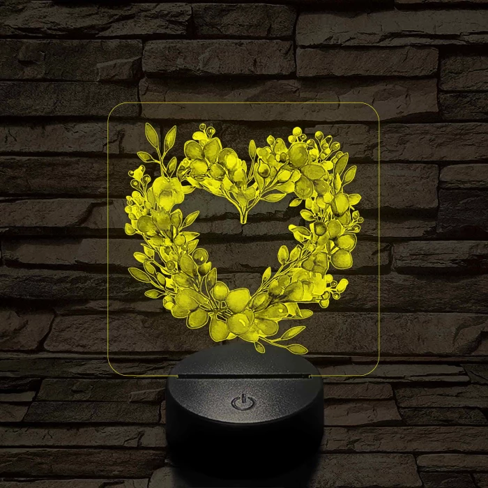 Szív alakú virágok 7 színű, színváltós, valósághű 3D led lámpa