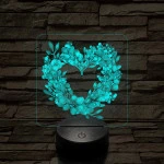 Szív alakú virágok 7 színű, színváltós, valósághű 3D led lámpa