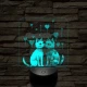 Szerelmes cicák 7 színű, színváltós, valósághű 3D led lámpa