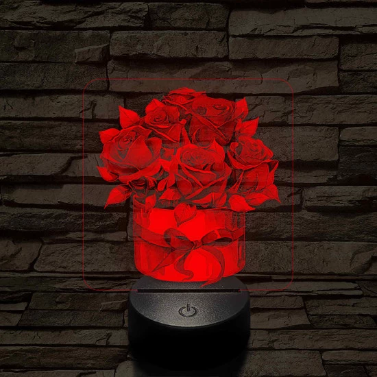 Rózsacsokor 7 színű, színváltós, valósághű 3D led lámpa