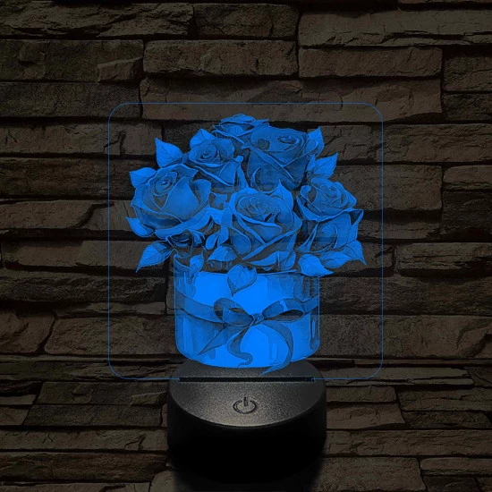 Rózsacsokor 7 színű, színváltós, valósághű 3D led lámpa