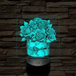 Rózsacsokor 7 színű, színváltós, valósághű 3D led lámpa