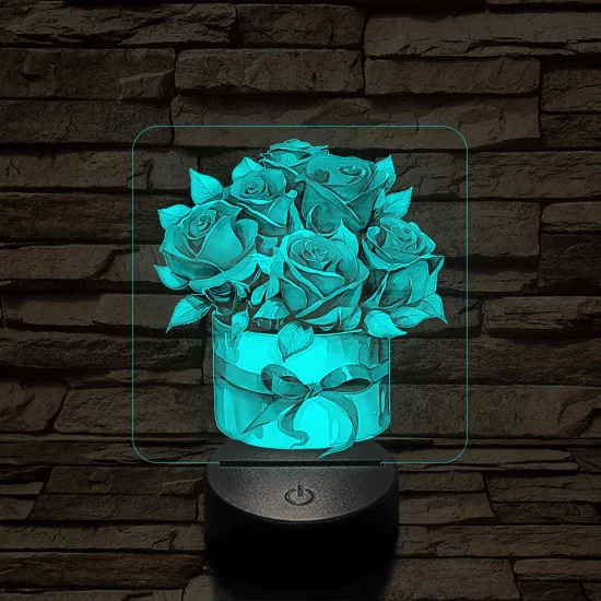Rózsacsokor 7 színű, színváltós, valósághű 3D led lámpa