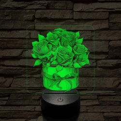 Rózsacsokor 7 színű, színváltós, valósághű 3D led lámpa