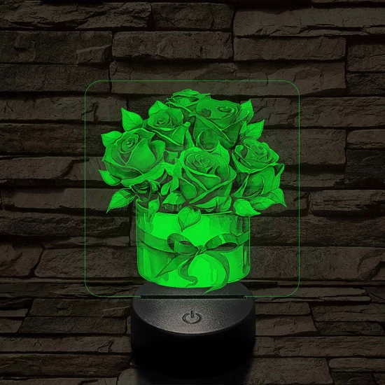 Rózsacsokor 7 színű, színváltós, valósághű 3D led lámpa