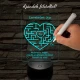 A szerelem labirintusa, szív alakú-szögletes 7 színű 3D led lámpa filccel