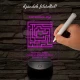 A szerelem labirintusa, kocka alakú-szögletes 7 színű 3D led lámpa filccel
