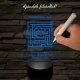 A szerelem labirintusa, kocka alakú-szögletes 7 színű 3D led lámpa filccel