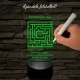 A szerelem labirintusa, kocka alakú-szögletes 7 színű 3D led lámpa filccel