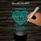 A szerelem labirintusa, szív alakú-görbülő mintás 7 színű 3D led lámpa filccel