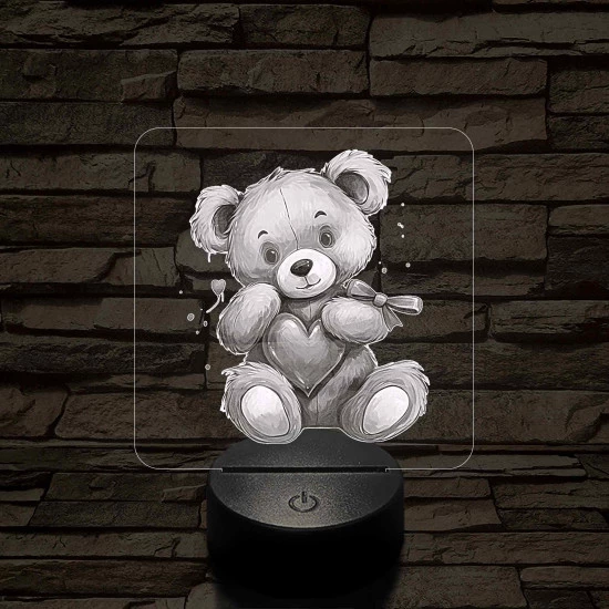 Maci szívvel 7 színű valósághű 3D led lámpa
