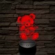 Maci szívvel 7 színű valósághű 3D led lámpa