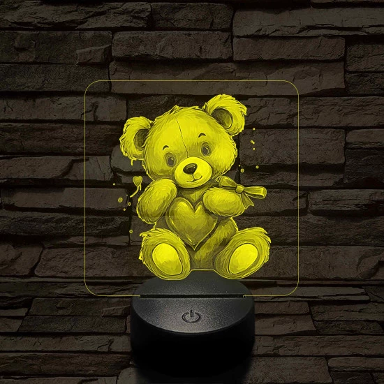 Maci szívvel 7 színű valósághű 3D led lámpa