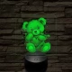 Maci szívvel 7 színű valósághű 3D led lámpa