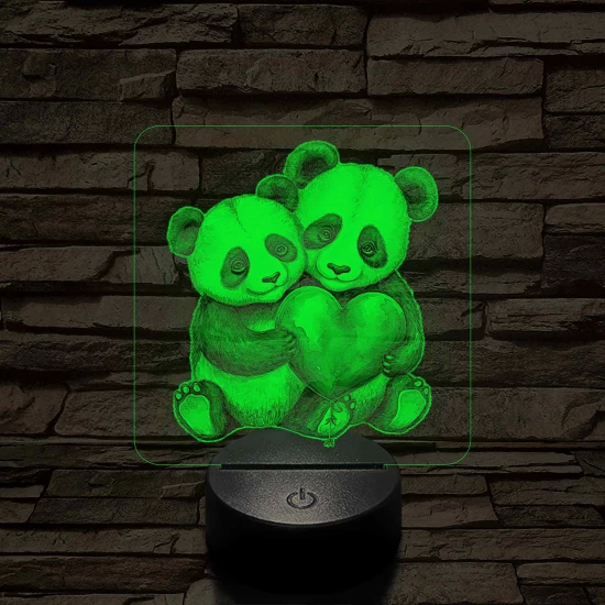 Panda szerelem 7 színű valósághű 3D led lámpa