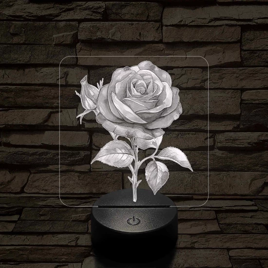 Rózsa 7 színű, színváltós valósághű 3D led lámpa