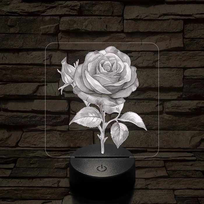 Rózsa 7 színű, színváltós valósághű 3D led lámpa