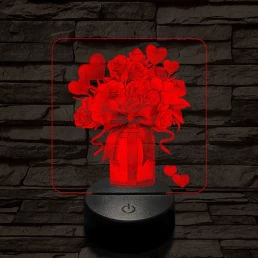 Valentin dekor csokor 7 színű valósághű 3D led lámpa