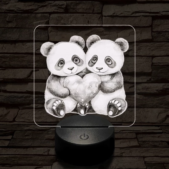 Panda románc 7 színű valósághű 3D led lámpa
