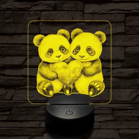 Panda románc 7 színű valósághű 3D led lámpa