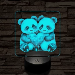 Panda románc 7 színű valósághű 3D led lámpa