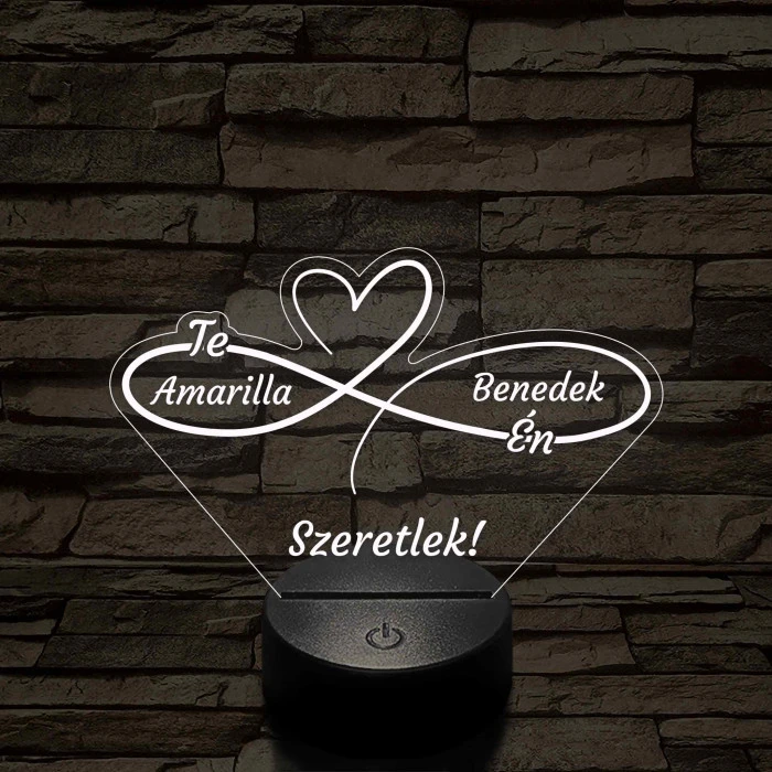 Végtelen Szerelem – „Te & Én” – 7 színű, színváltós 3D LED lámpa