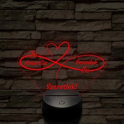 Végtelen Szerelem – „Te & Én” – 7 színű, színváltós 3D LED lámpa
