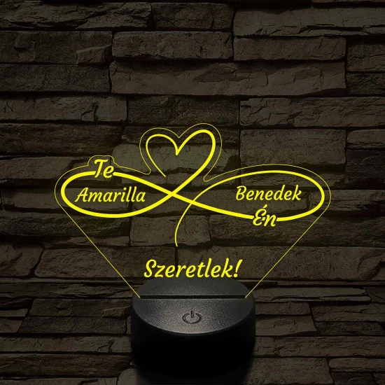 Végtelen Szerelem – „Te & Én” – 7 színű, színváltós 3D LED lámpa