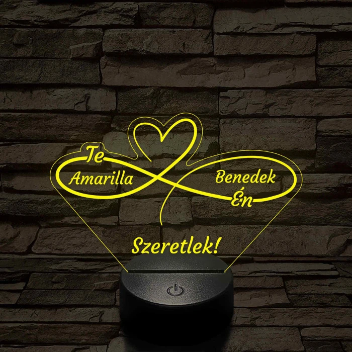 Végtelen Szerelem – „Te & Én” – 7 színű, színváltós 3D LED lámpa